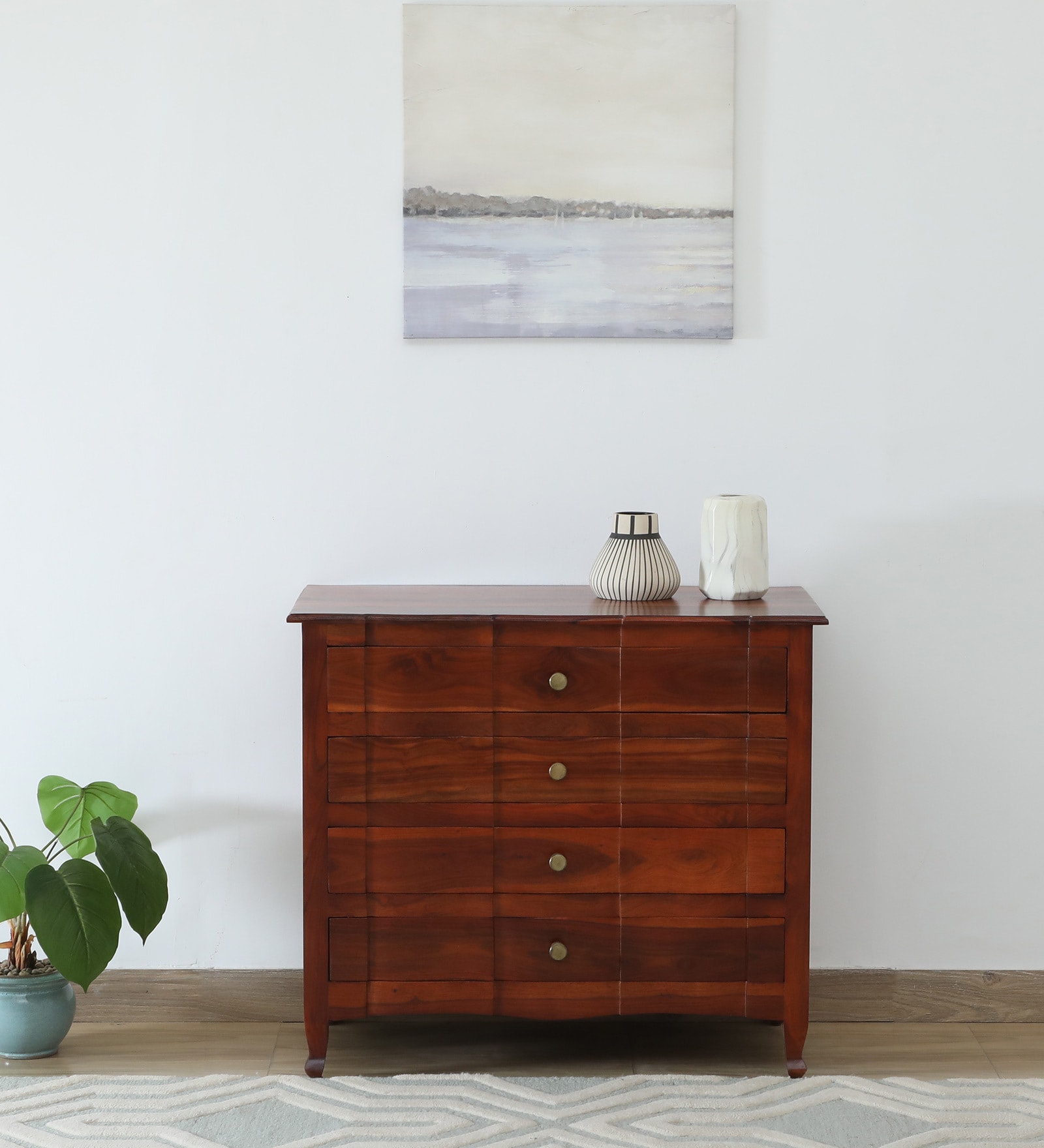 Amiens Sheesham Wood Chest Of Drawers In Honey Oak Finish