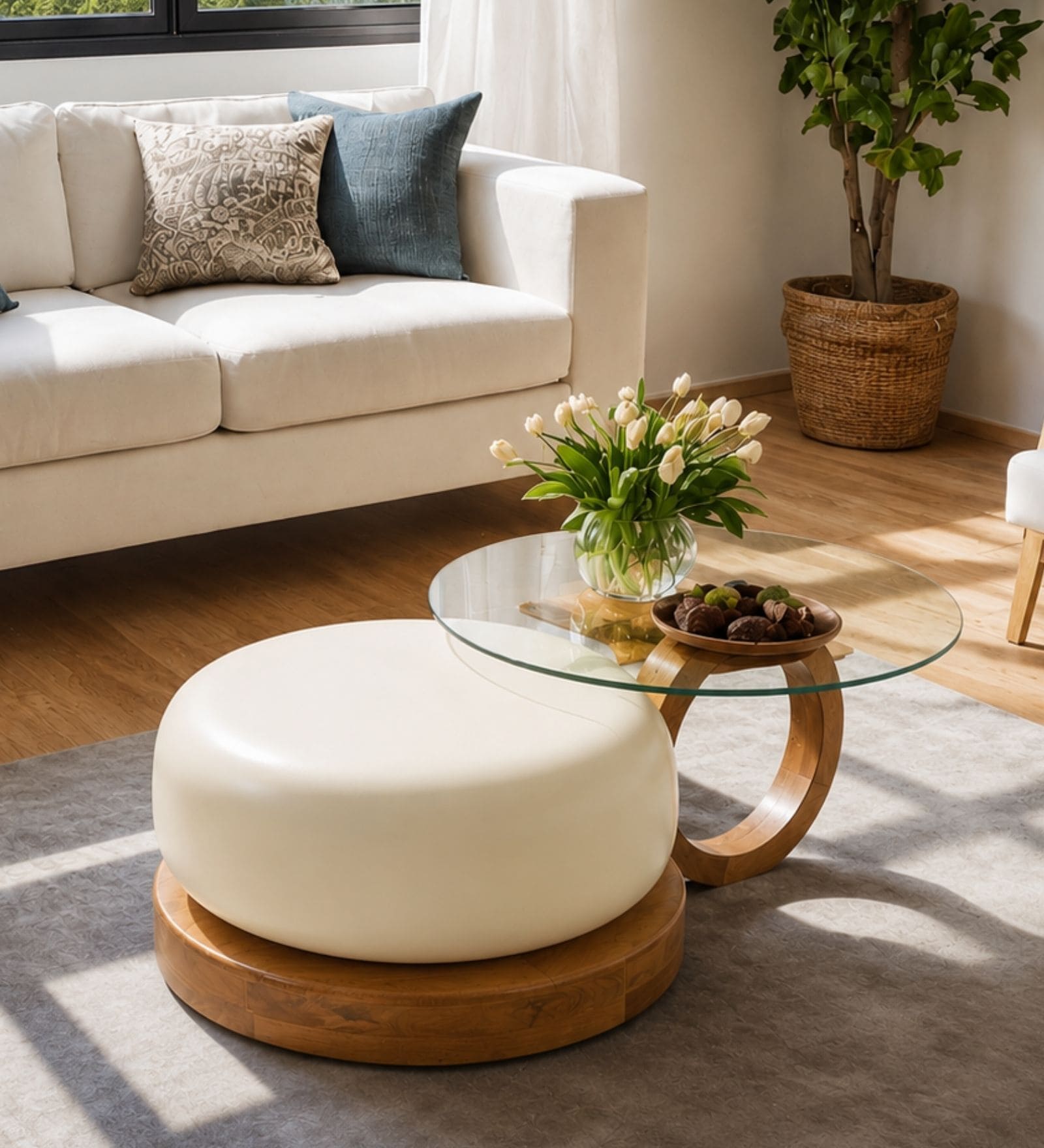 Amiya Modern Nesting Centre Tables In Teak Finish