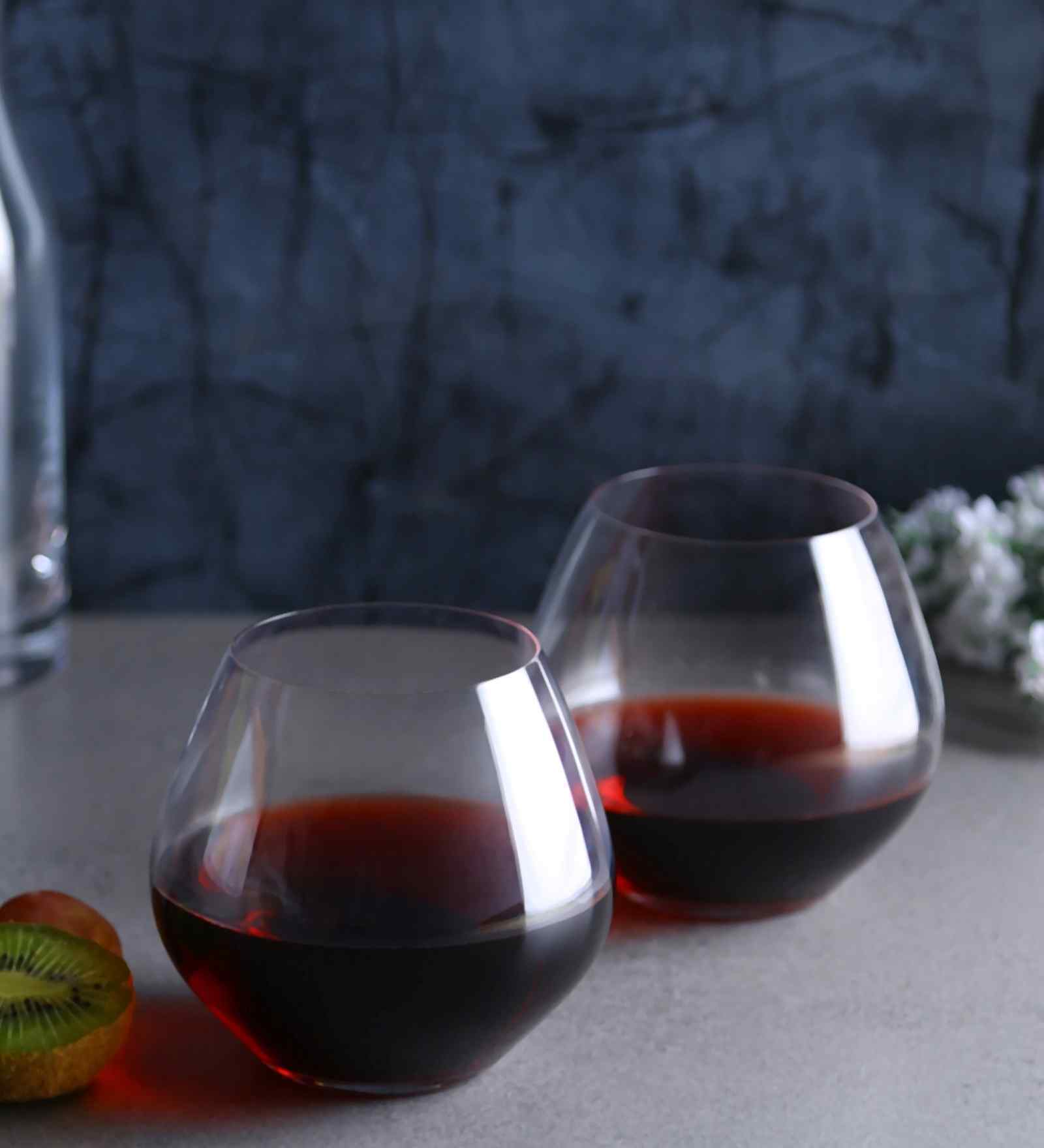 Amoroso Set of 2 Stemless Crystal Lead Free Glass 440ml Wine Glasses