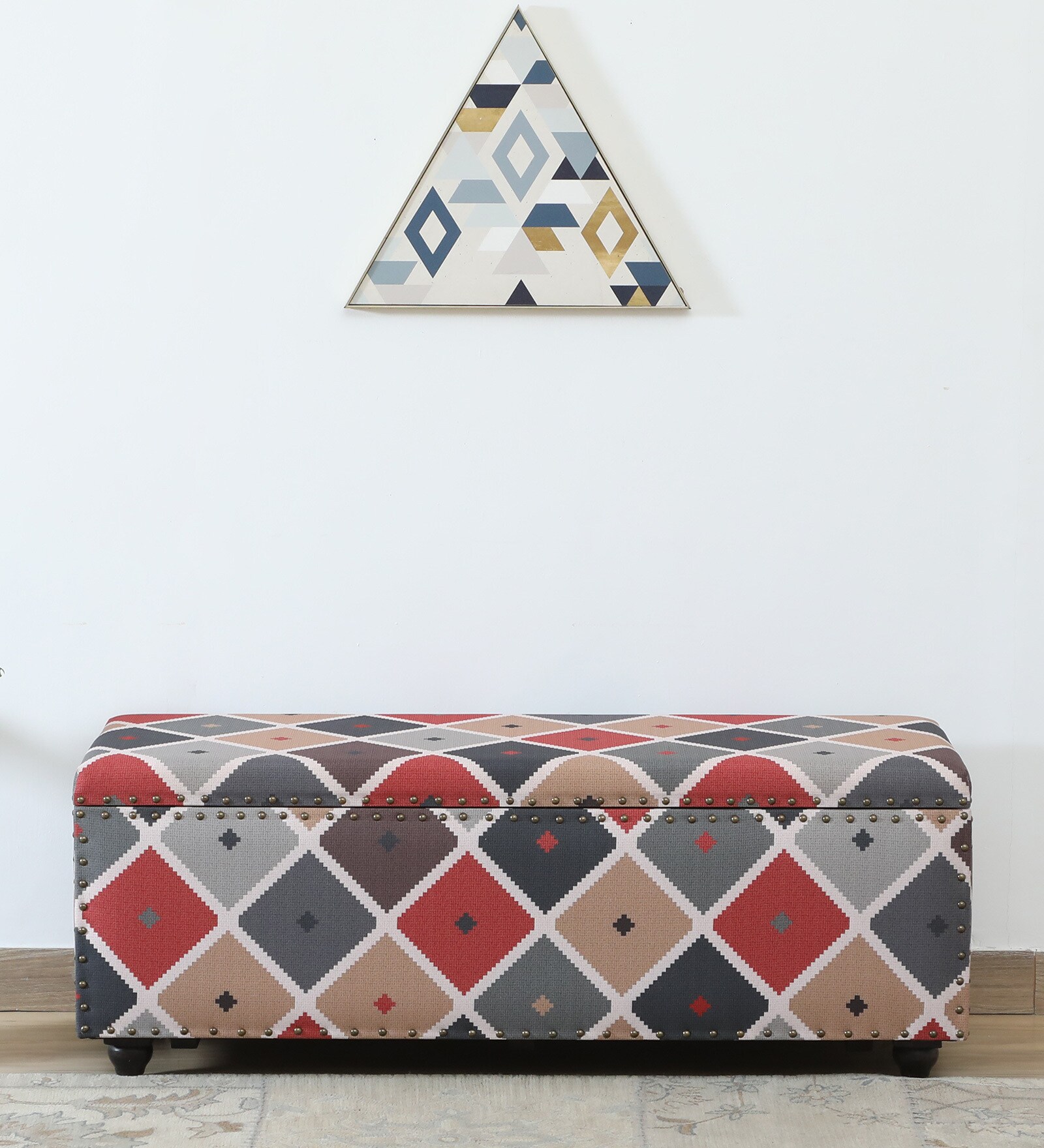 Amravan Fabric Linen Trunk In Multi-Colour