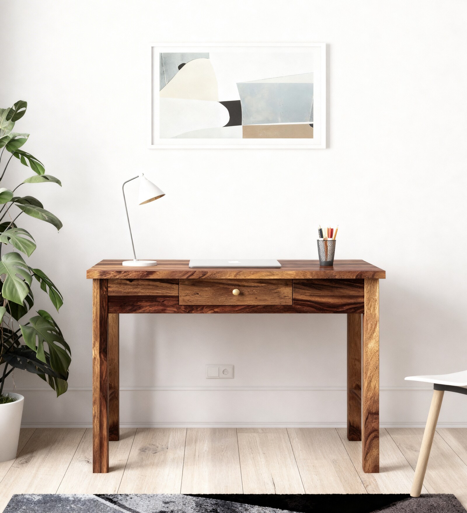 Amroha Writing Table In Natural Teak Finish