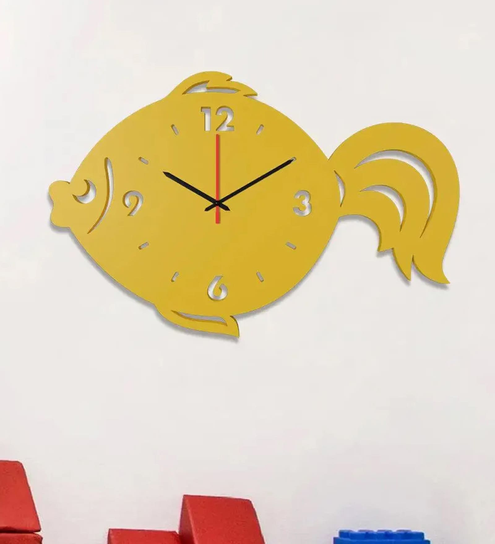 Amunet Engineered Wood Yellow Wall Clock