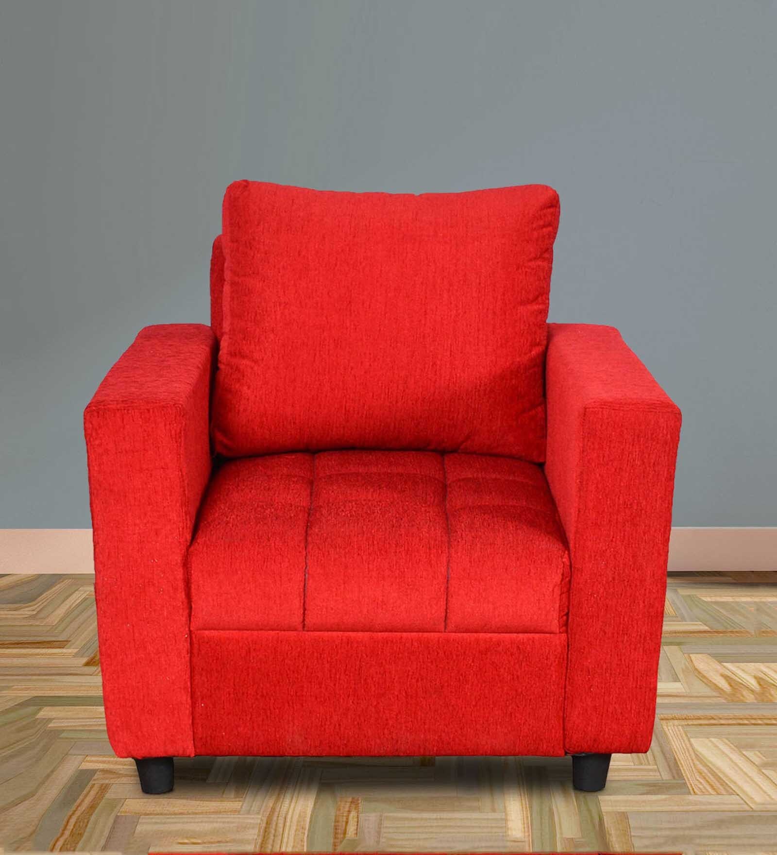 Buy Amy One Seater Sofa in Red Colour by Cloud 9 Online 1 Seater