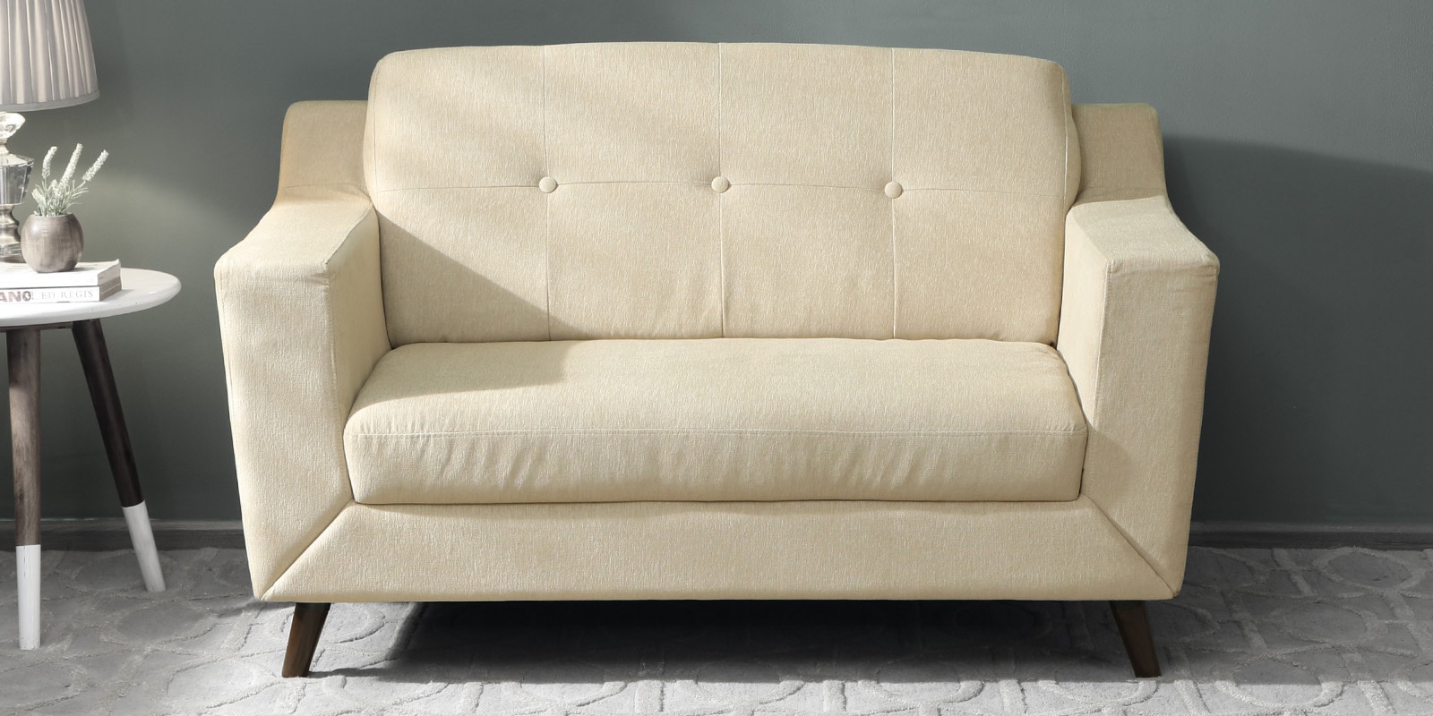 Amanda Fabric 2 Seater Sofa In Beige Colour