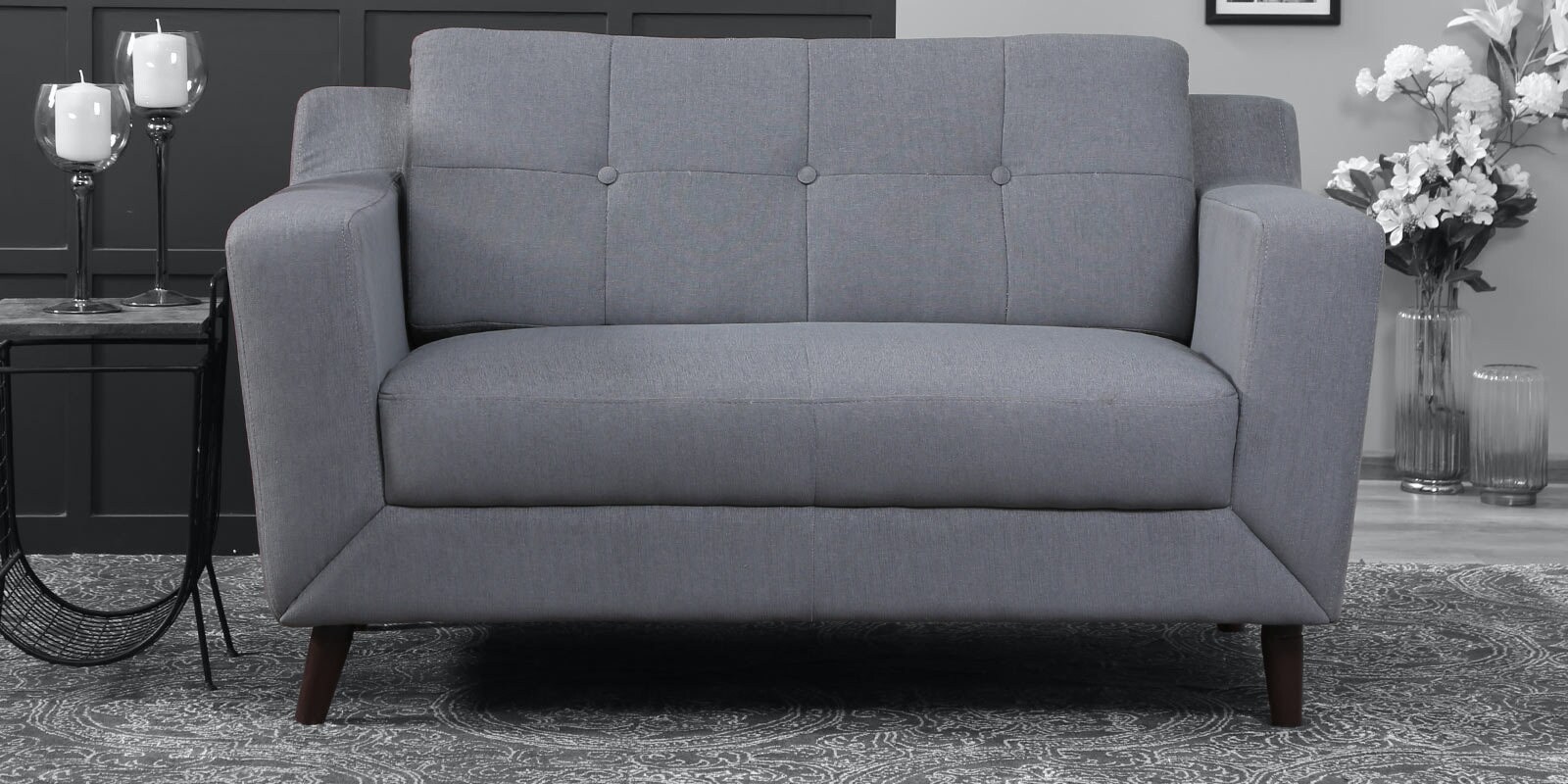 Amanda Fabric 2 Seater Sofa In Steel Grey Colour