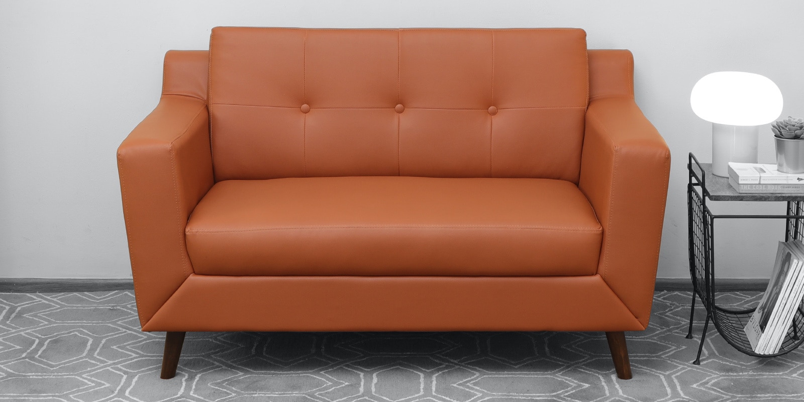Amanda Leatherette 2 Seater Sofa In Tan Colour