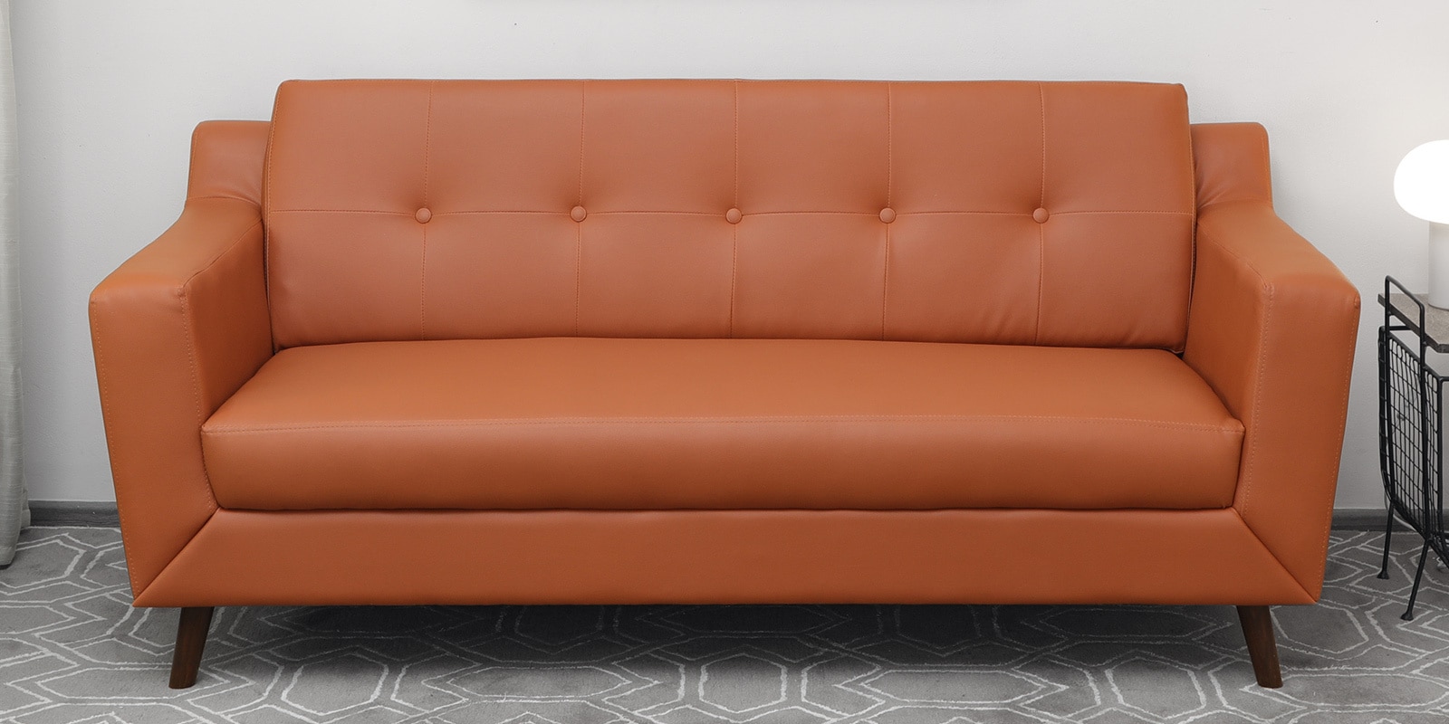Amanda Leatherette 3 Seater Sofa In Tan Colour