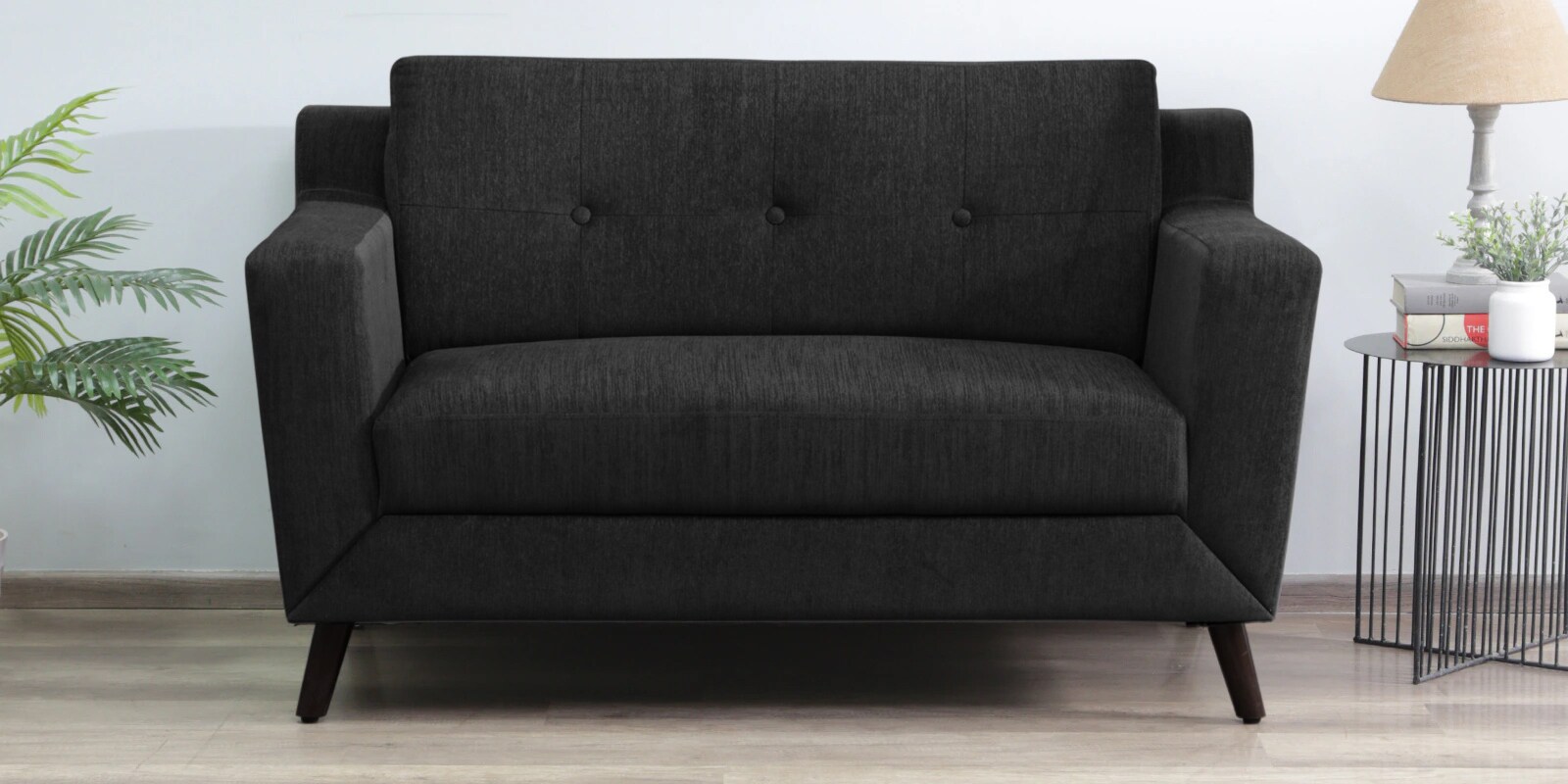 Amanda Fabric 2 Seater Sofa In Charcoal Grey Colour