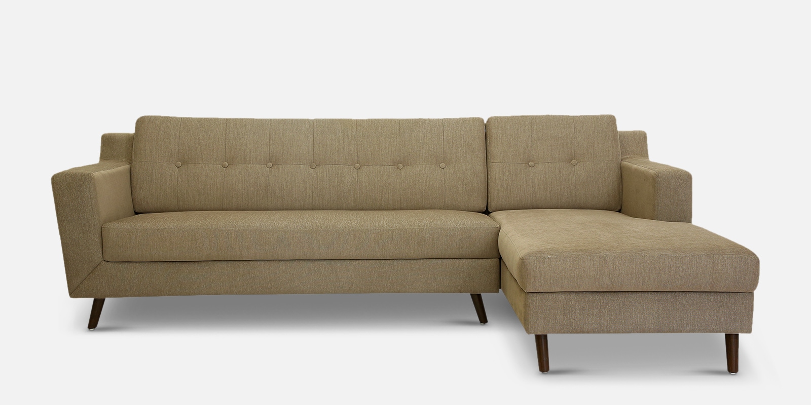 Amanda Fabric LHS Sectional Sofa (3 + Lounger) In Sandy Brown Colour
