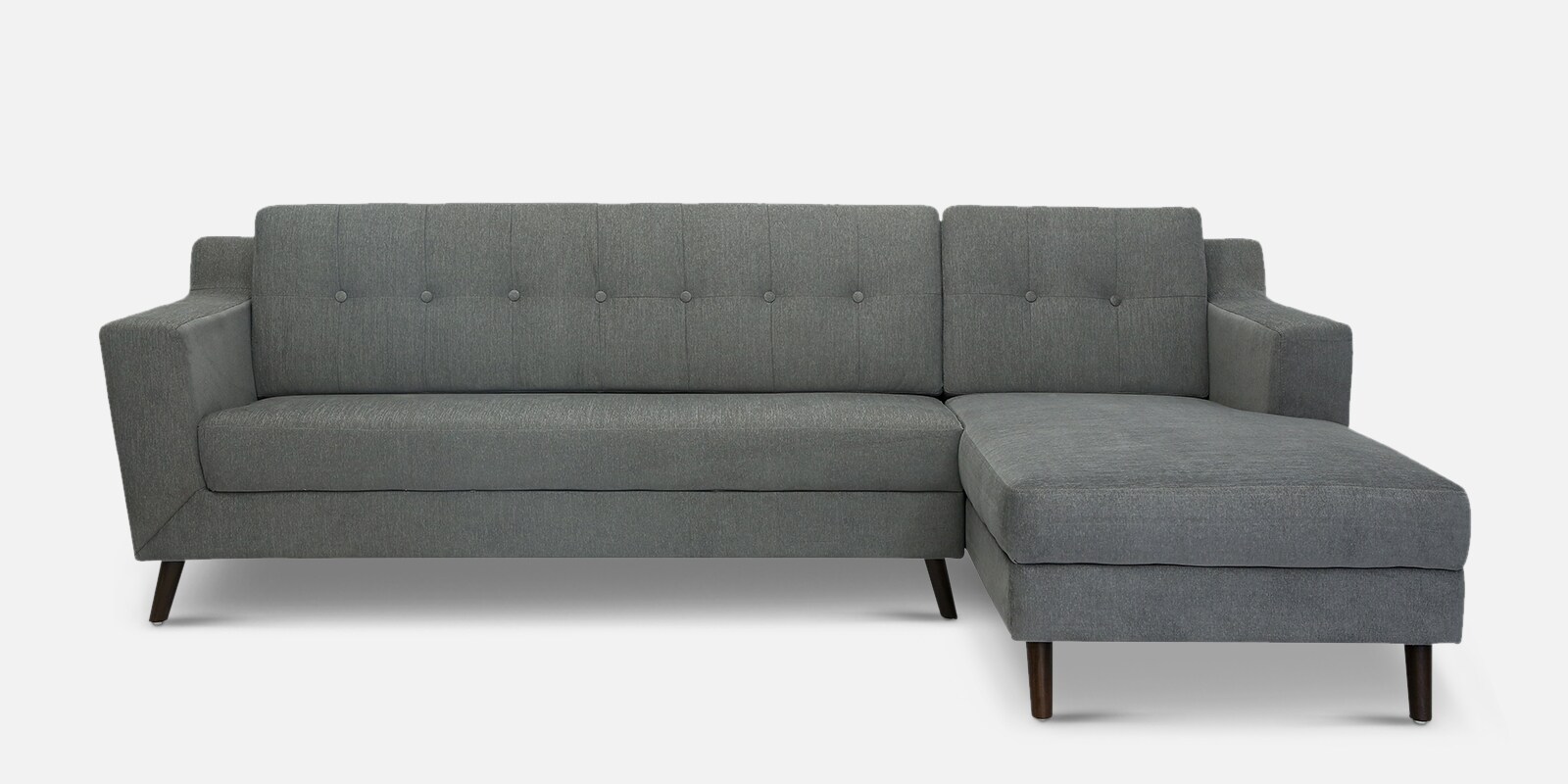 Amanda Fabric LHS Sectional Sofa (3 + Lounger) In Steel Grey Colour