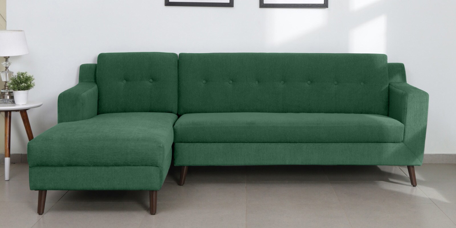 Amanda Fabric Fabric RHS Sectional Sofa (3 + Lounger) In Mint Green Colour