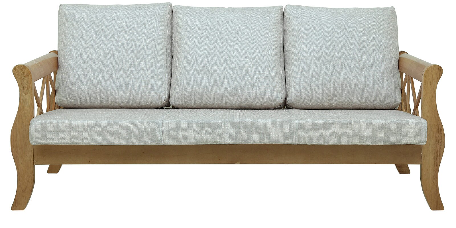 Buy Ardriaan Rubber Wood Three Seater Sofa in Natural Oak Finish by
