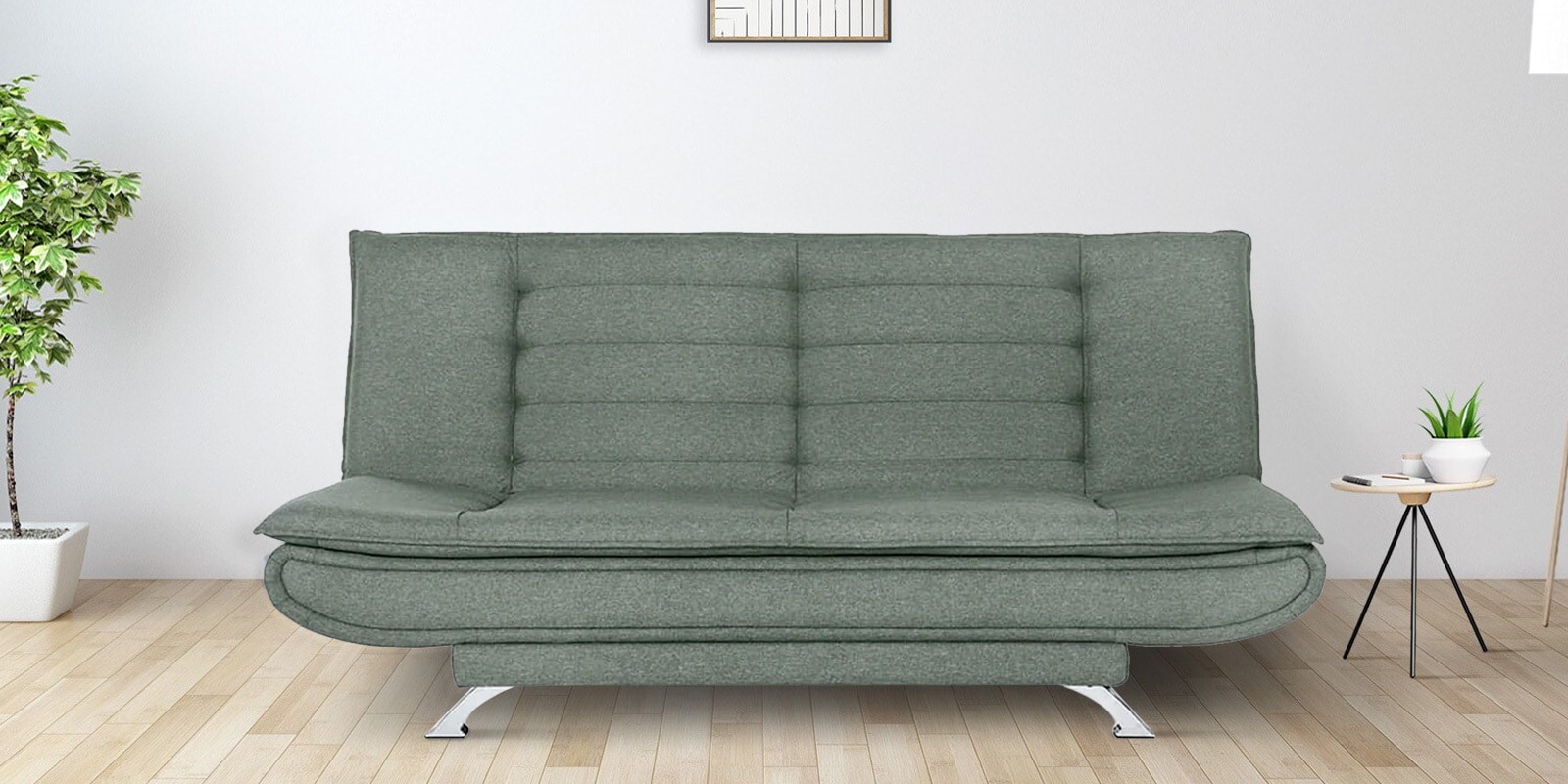 Amoeba Fabric Convertible Sofa Cum Bed in Omega Green Colour