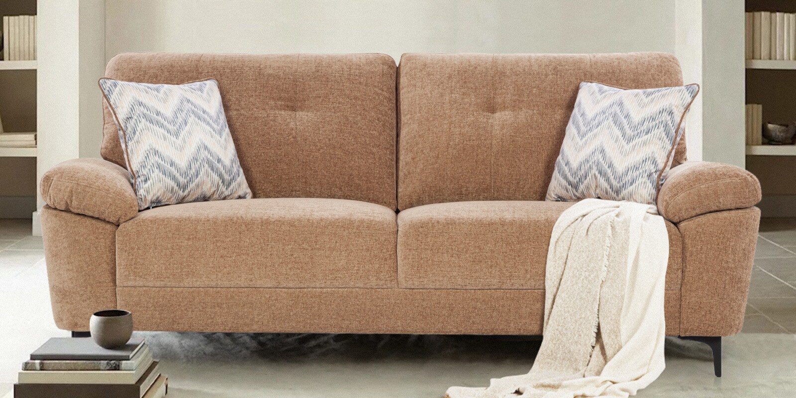 Amsterdam Fabric 3 Seater Sofa in Brown Colour