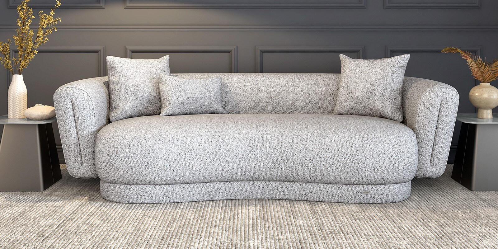 Amyra 3 Seater Sofa In Grey Finish