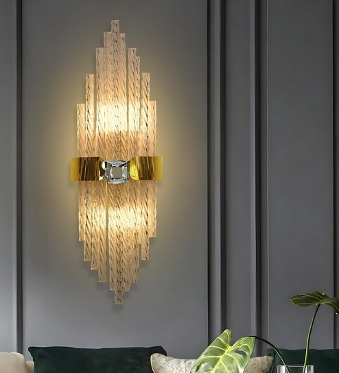 Amabel Modern Glass LED Wall Lamp | 3 Light Modes (Warm, Natural & Cool White) | Elegant Decorative Wall Light for Living Room, Bedroom, Bedside & Home D cor