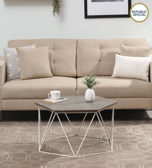 Amada Metal Hexagon Coffee Table In Grey Colour