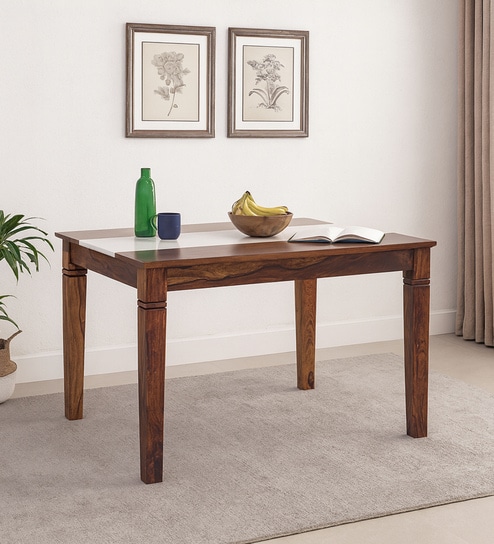 Amalfi Sheesham Wood 4 Seater Dining Table in Provincial Teak Finish