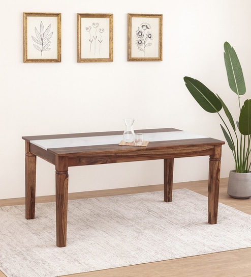 Amalfi Sheesham Wood 6 Seater Dining Table in Provincial Teak Finish