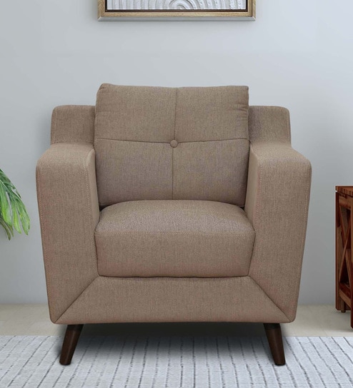 Amanda Fabric 1 Seater Sofa In Sandy Brown Colour