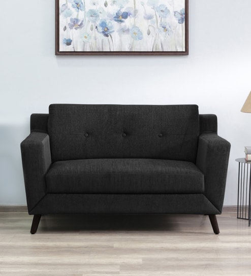 Amanda Fabric 2 Seater Sofa In Charcoal Grey Colour
