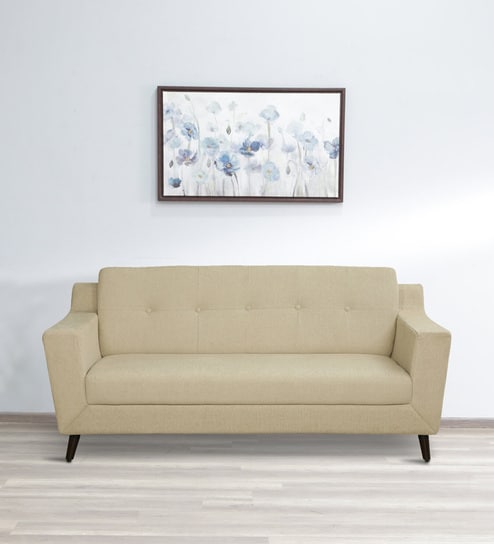 Amanda Fabric 3 Seater Sofa In Beige Colour