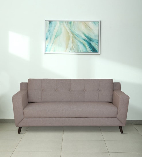 Amanda Fabric 3 Seater Sofa In Sandy Brown Colour
