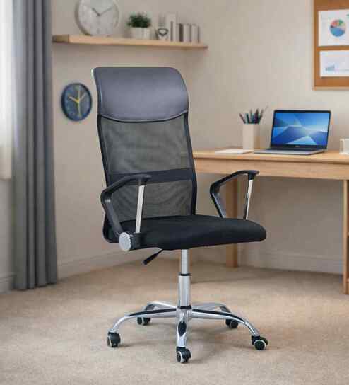 Amaze Breathable Mesh Medium Back Ergonomic Chair In Black Colour