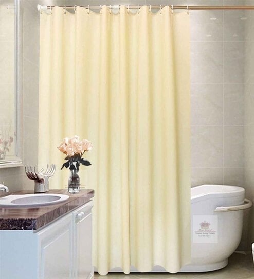 Cream PVC Solid 7ft Blackout Eyelet Shower Curtain