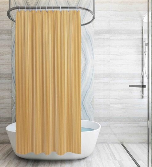 Beige PVC Solid 7ft Blackout Eyelet Shower Curtain