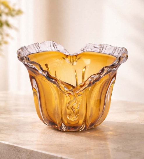 Amber Bloom Glass Vase