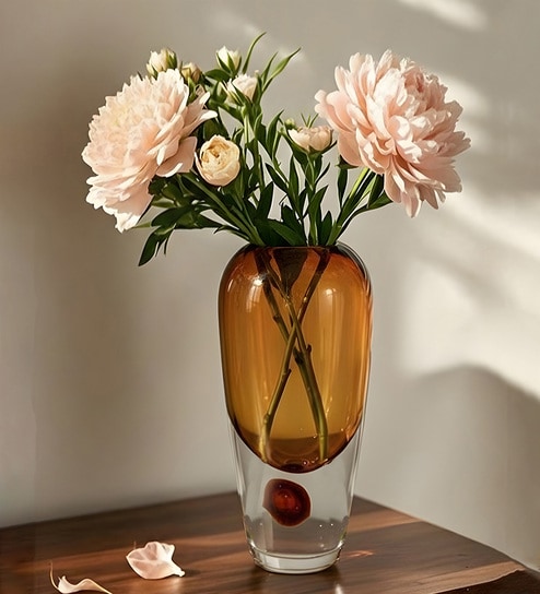 Amber Cased Luxe Glass Vase