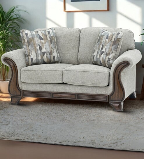 Amber Fabric 2 Seater Sofa In Grey Color