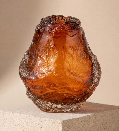 Amber Lava Glass Glass Vase