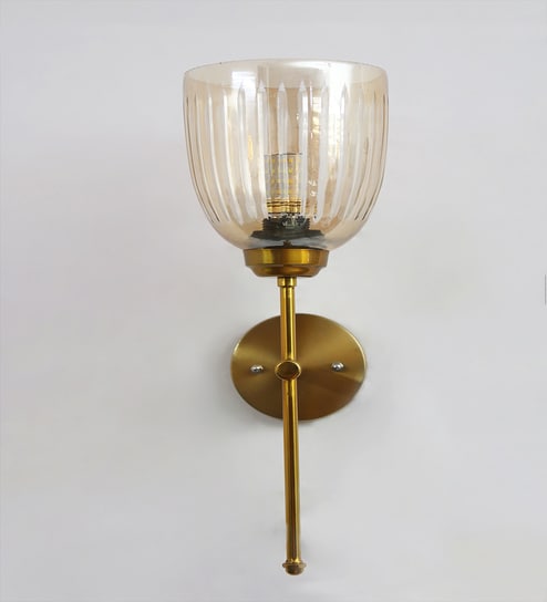 Amber Ribbed Glass Wall Sconce