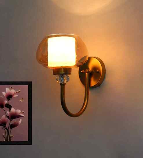 Amber Rounded Bowl Glass Wall Sconce