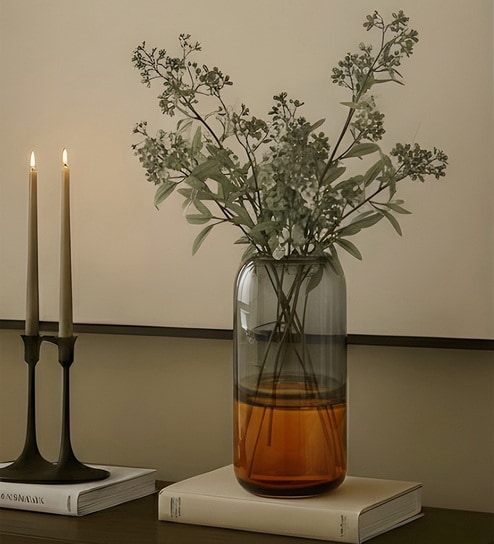 Amber Smoke Glass Vase