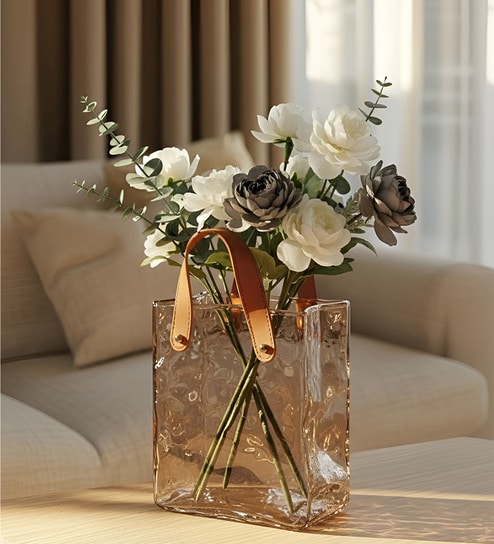 Amber Tote Glass Vase L