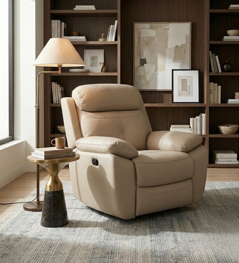 Lobstere Swivel Leatherette Recliner In Tan Colour