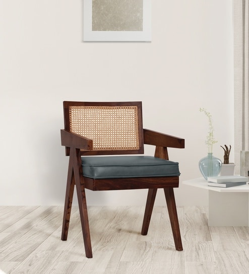Ambro Sheesham Wood Arm Chair In Grey Color