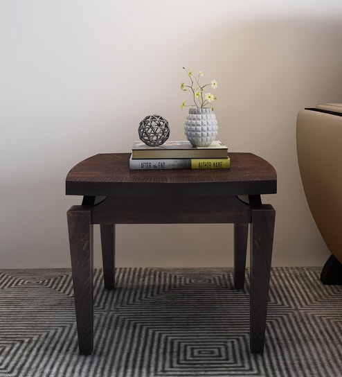 Ambrose Solid Wood End Table In Brown Finish