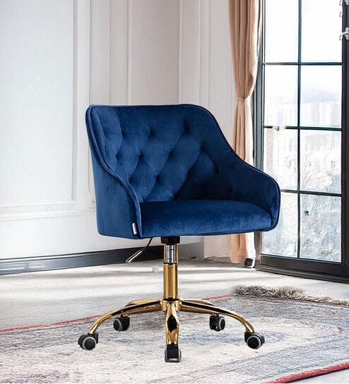 Ambulant Cocoon Velvet Guest Chairs In Blue  Colour