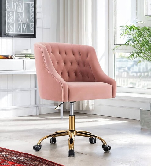 Ambulant Cocoon Velvet Guest Chairs In Pink Colour