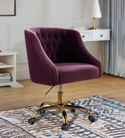 Ambulant Cocoon Velvet Guest Chairs In Purple Colour