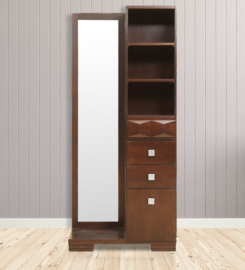 Buy Amelia Solidwood Dresser With Mirror In Brown Colour By