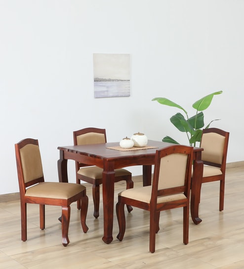 Amiens Sheesham Wood 4 Seater Dining Set In Honey Oak Finish