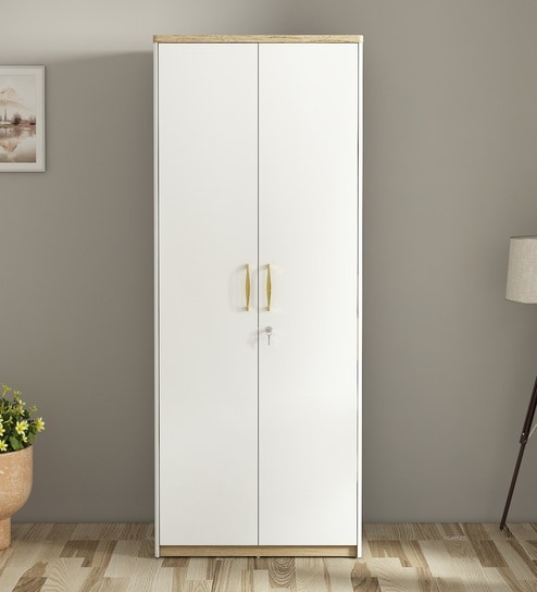 Ampara 2 Door Wardrobe With Locker In High Gloss White Finish