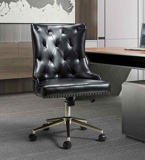 Amparo Leatherette Guest Chair In Black Colour