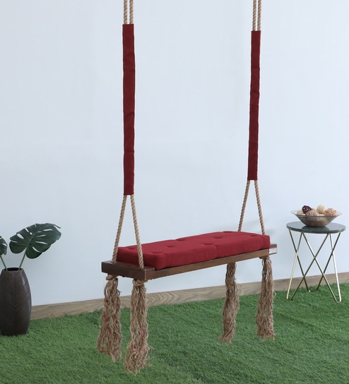 Amreli Solid wood Swing in Dark Red Colour