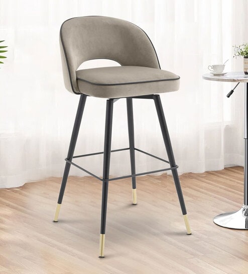 Amstard Velvet Bar Chair in Grey Colour